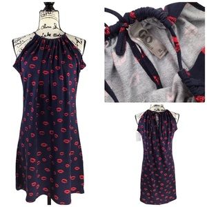 Go Couture - Halter Top Mini Dress Covered in Kisses Print - Size XL - NWT